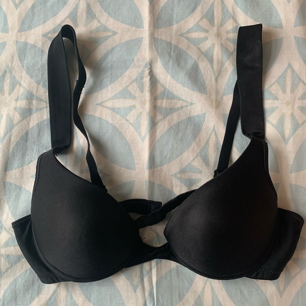 soft black underwire bra, 32AA